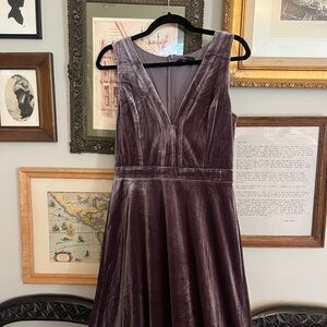 Elegant Velvet V-Neck Dress in Purple lulus